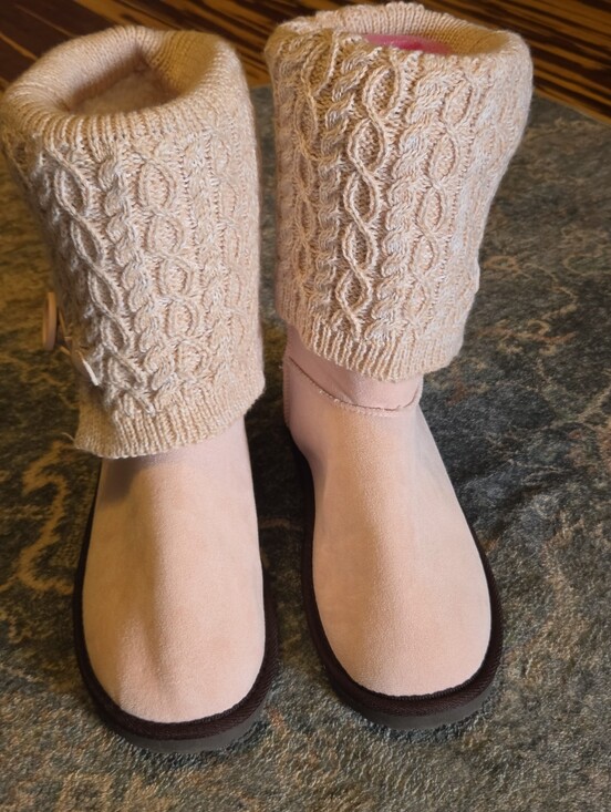 Muk Luks Shoes - MUK LUKS Cheryl Mid-Calf Winter Boots Light Pink Cable Knit NWOT Size 10
